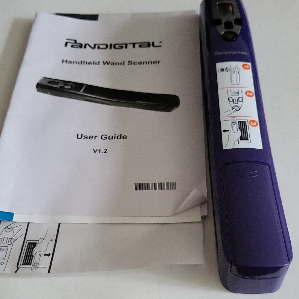 Pandigital Black Handheld Wand Scanner. No Box. Never USED. ALL INSTRUCTIONS.